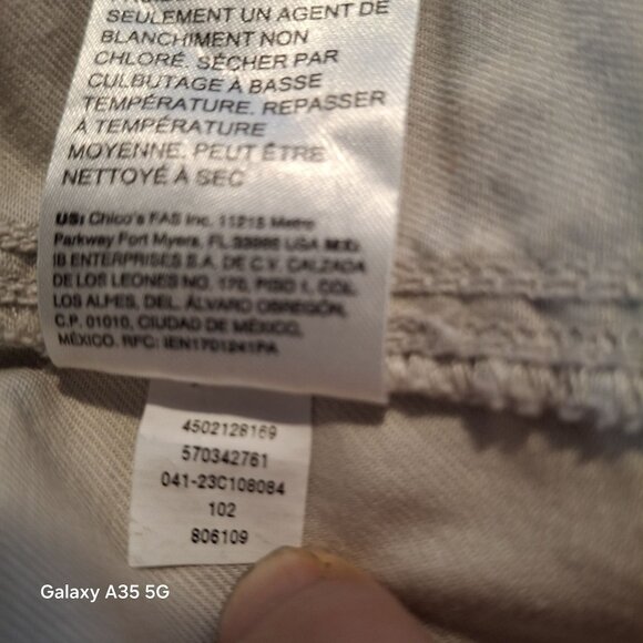 Chicos Floral Capri Pants Size 2 Beige Gray Stretch Cotton Blend Womens Casual W - Picture 10 of 10